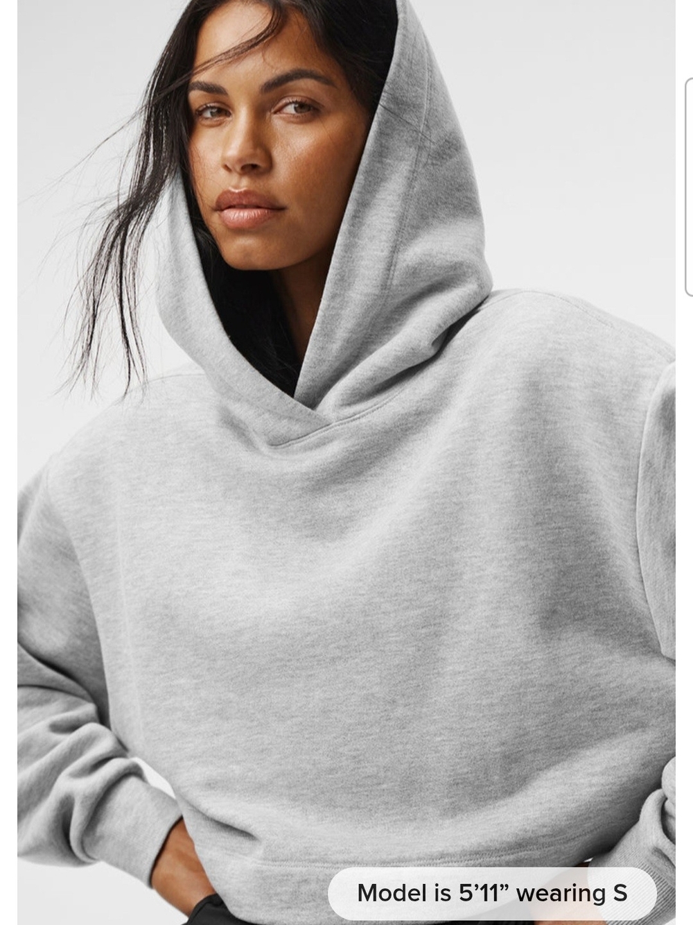 ALO Yoga Light Gray Cropped Hoodie